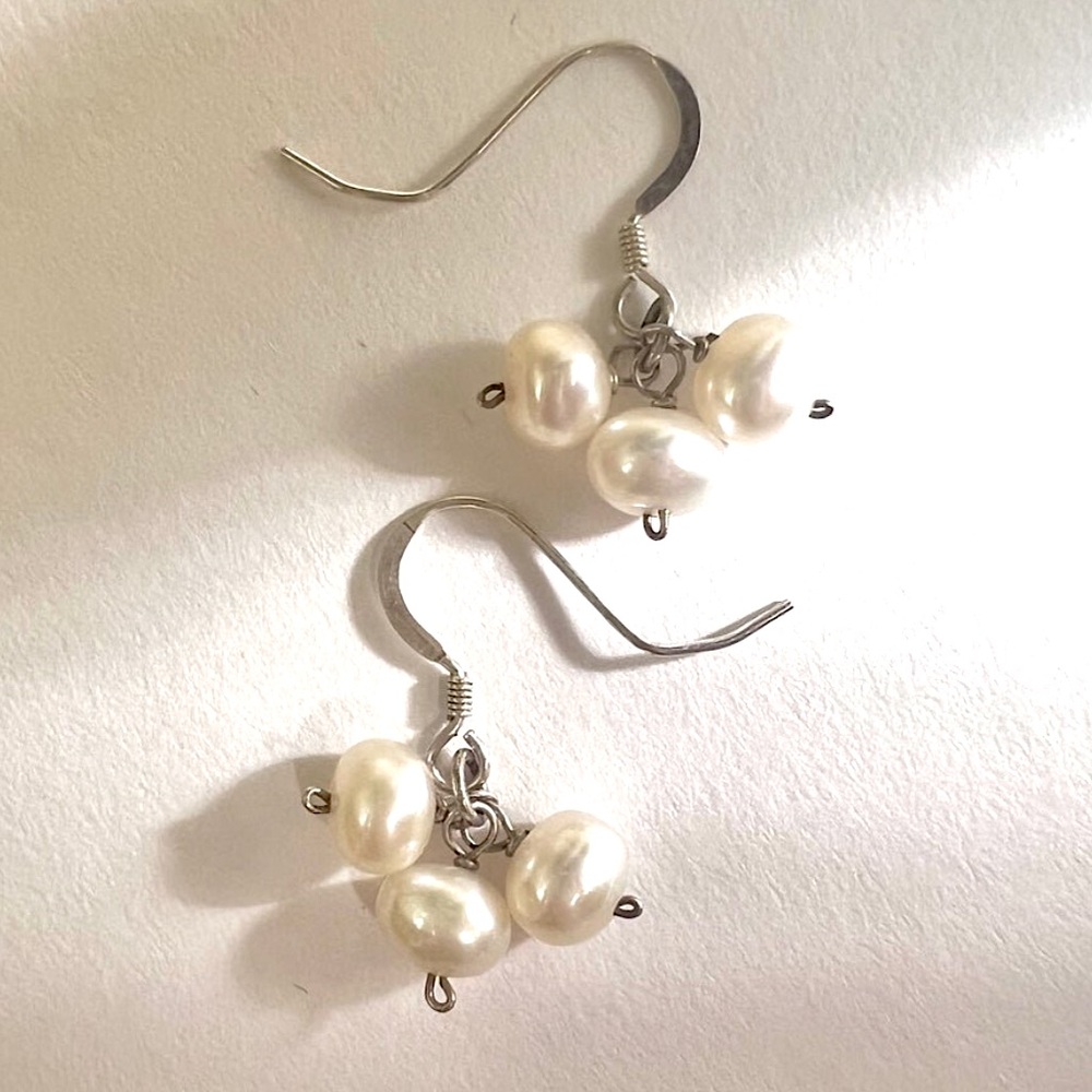 Vintage Solid 925 Sterling Silver Drop Dangle Ear… - image 2